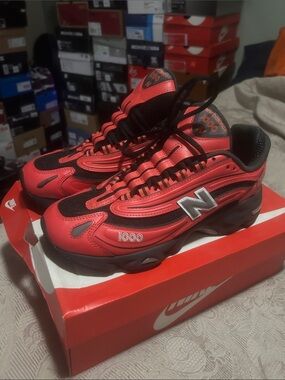 New Balance Red & Black 1000 Trainer Sneakers